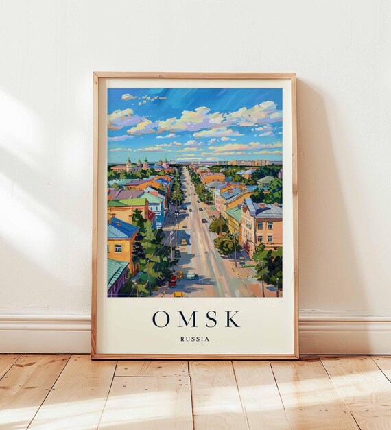 Omsk Russia Wide Avenue Panorama Under Big Summer Clouds Poster