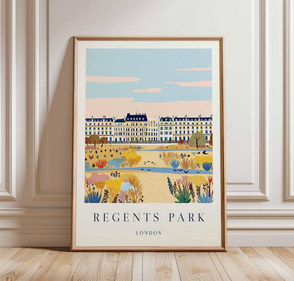Regents Park London Travel Poster British Nature Art Print