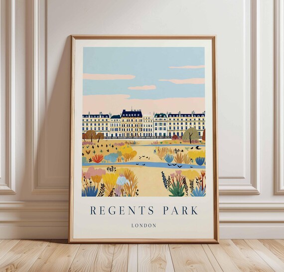 Regents Park London Travel Poster British Nature Art Print