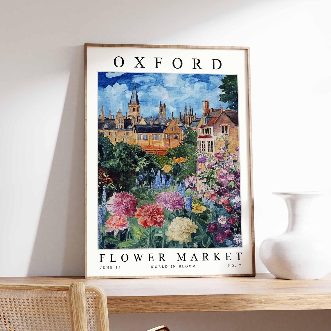 Oxford Flower Market University Spires Peony Garden Art Poster