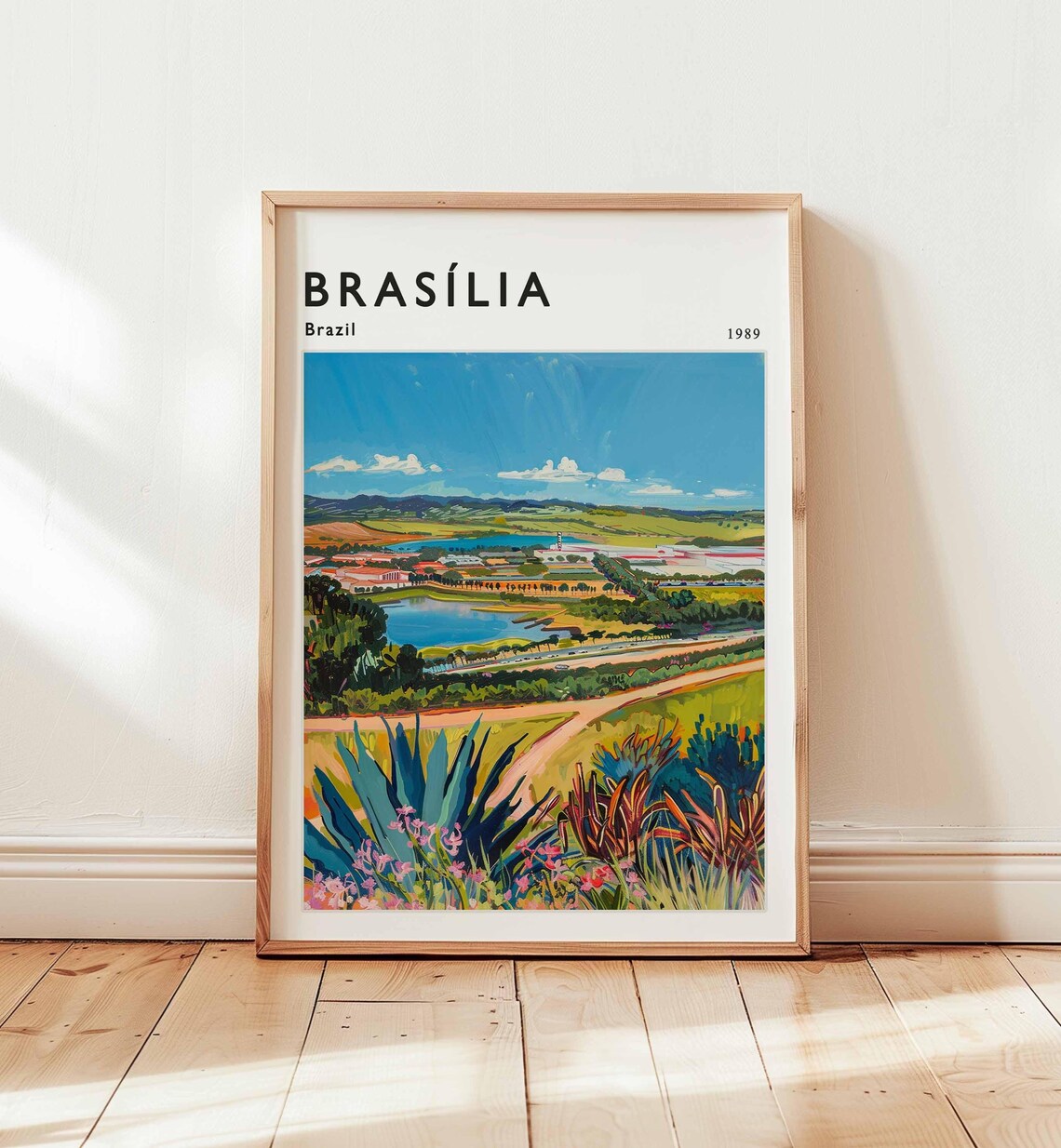 Brasilia Travel Poster, Modernist Brazil Art