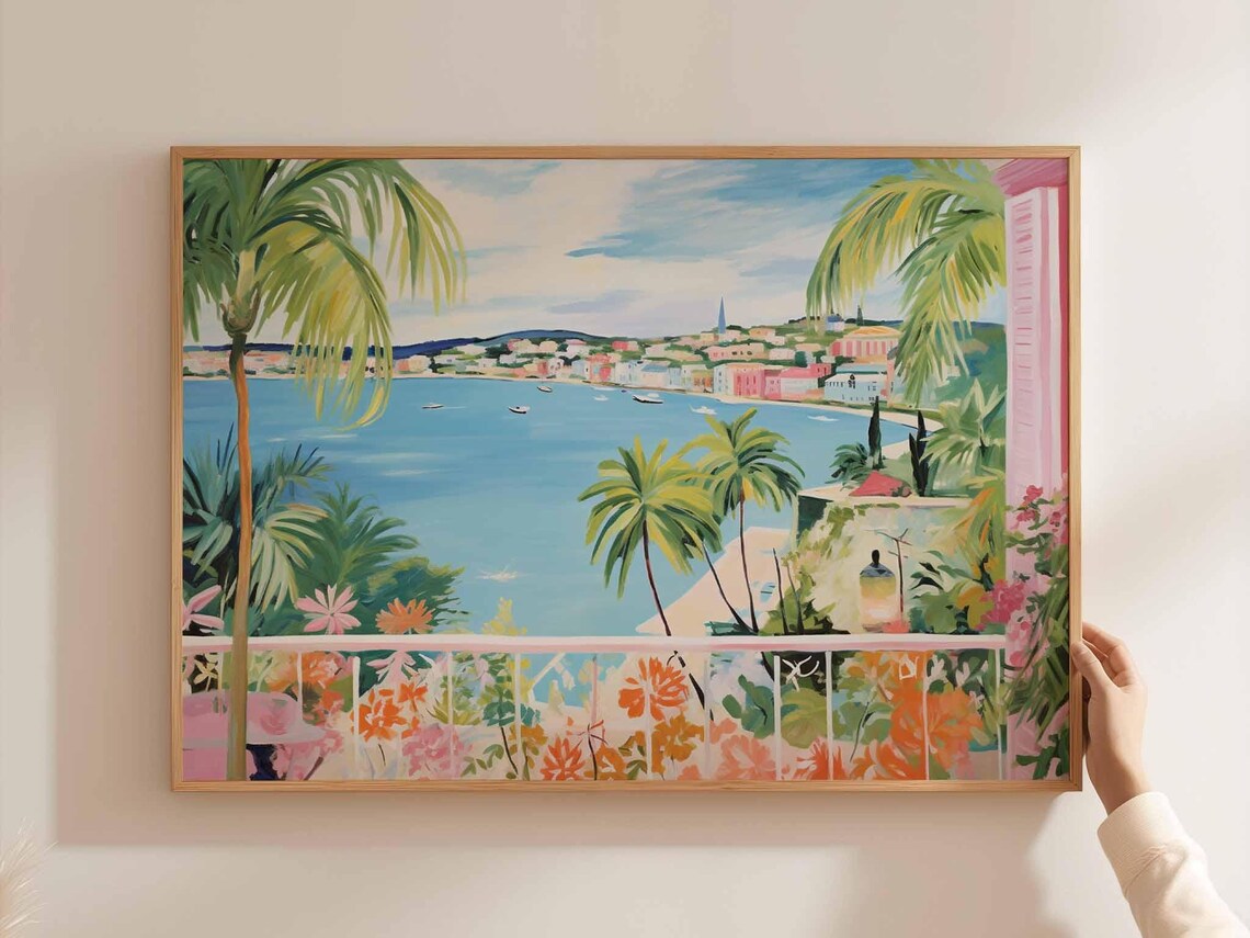 Caribbean Poster Tropical Island Travel Print Beach Wall Art Coastal Home Decor