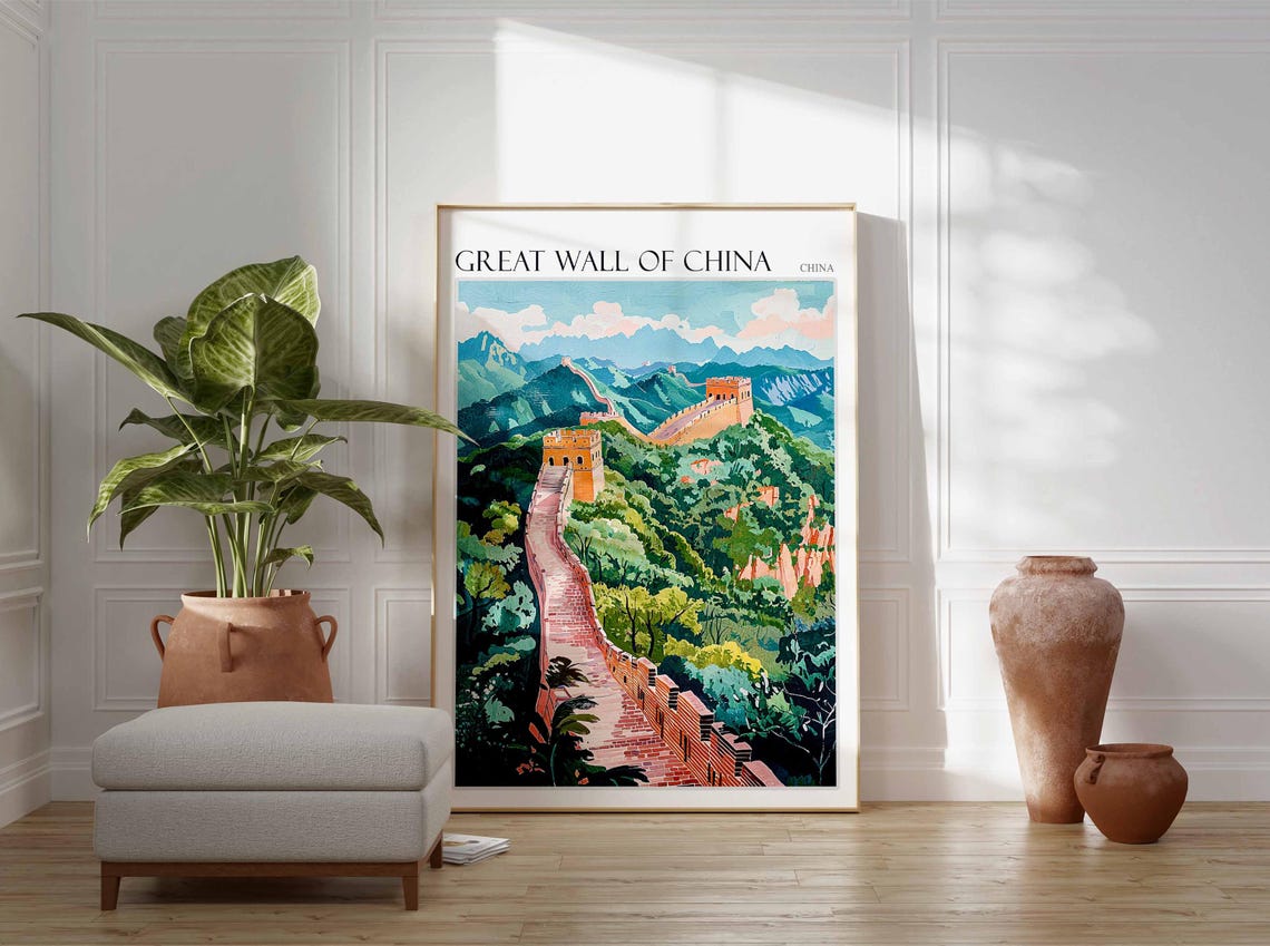 Great Wall Of China Poster Great Wall Of China Travel Print Chinese Decor Asia Travel Poster Asian Wall Art Botanical Decor China Gift - Image 2