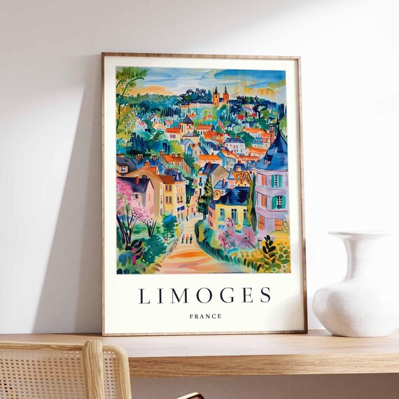 Limoges France Travel Poster Nouvelleaquitaine City Art