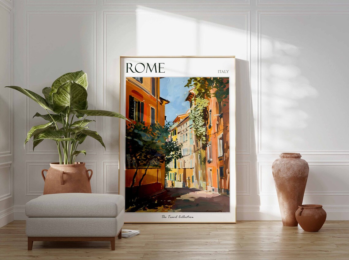 Rome Poster Rome Travel Print Tropical Decor City Wall Art Italian Decor Italy Travel Print Rome Gift Rome Travel Poster - Image 3