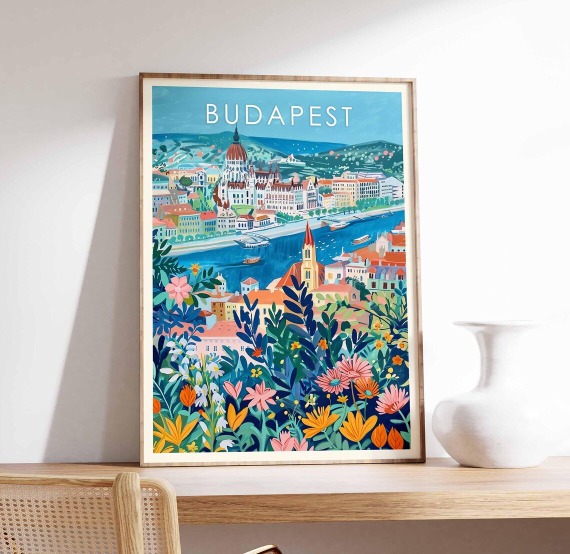 Budapest Travel Poster, Hungarian Architecture Art Print