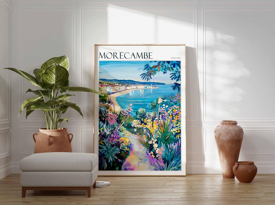 Morecambe Bay Poster England Travel Poster Coastal Wall Art Uk Decor British Home Decor English Riviera Poster Morecambe Travel Print - Image 3