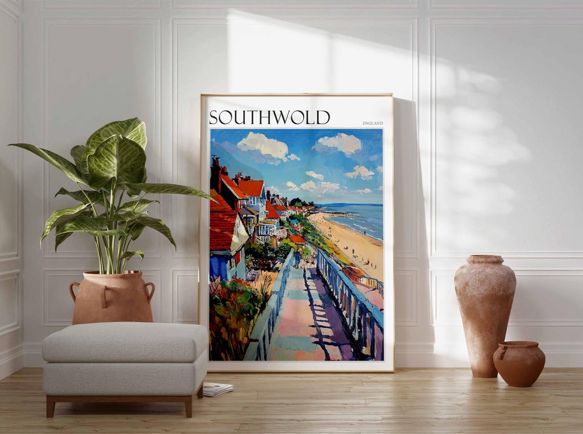 Southwold Steps To Beach Between Cottages Poster England Art - Image 2