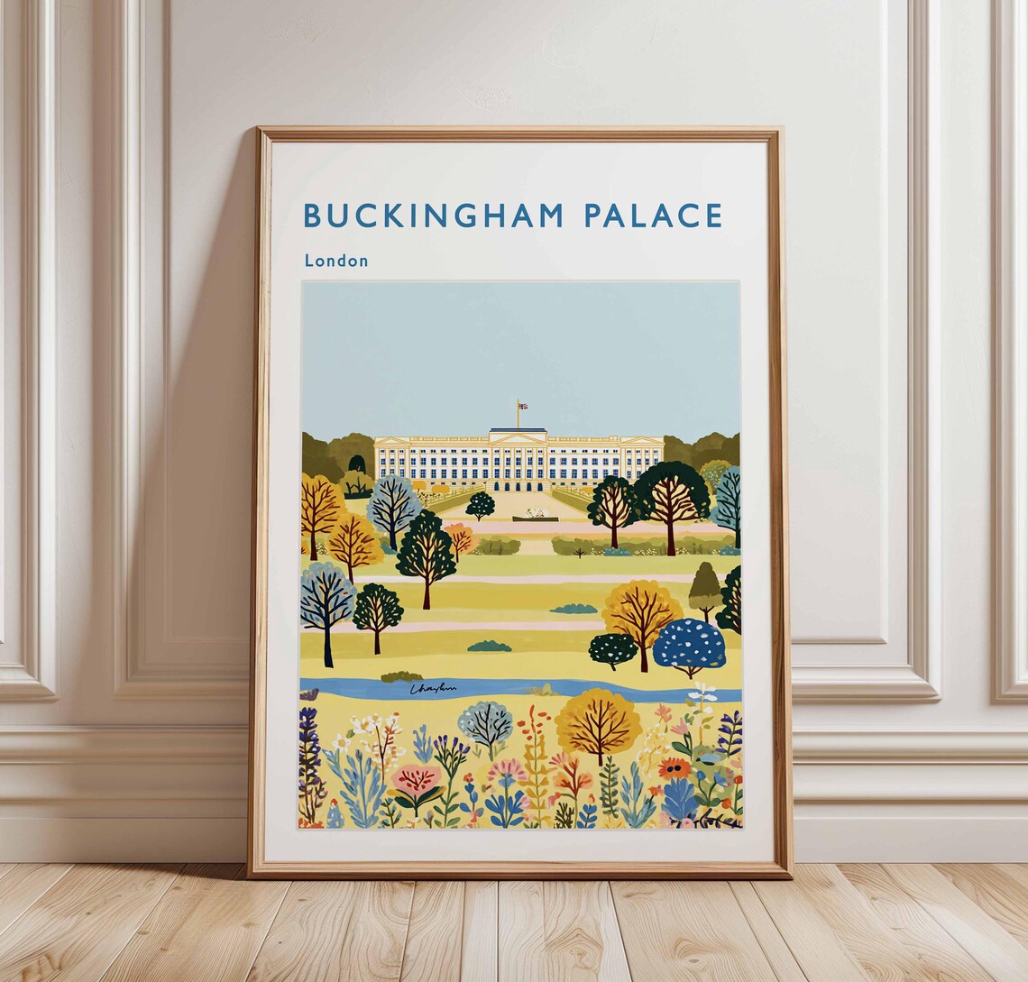 Buckingham Palace Travel Poster London Royal Landmark Art