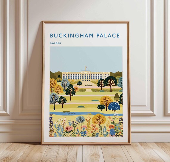 Buckingham Palace Travel Poster London Royal Landmark Art