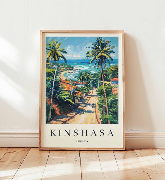 Kinshasa Travel Poster Dr Congo Central Africa Wall Art