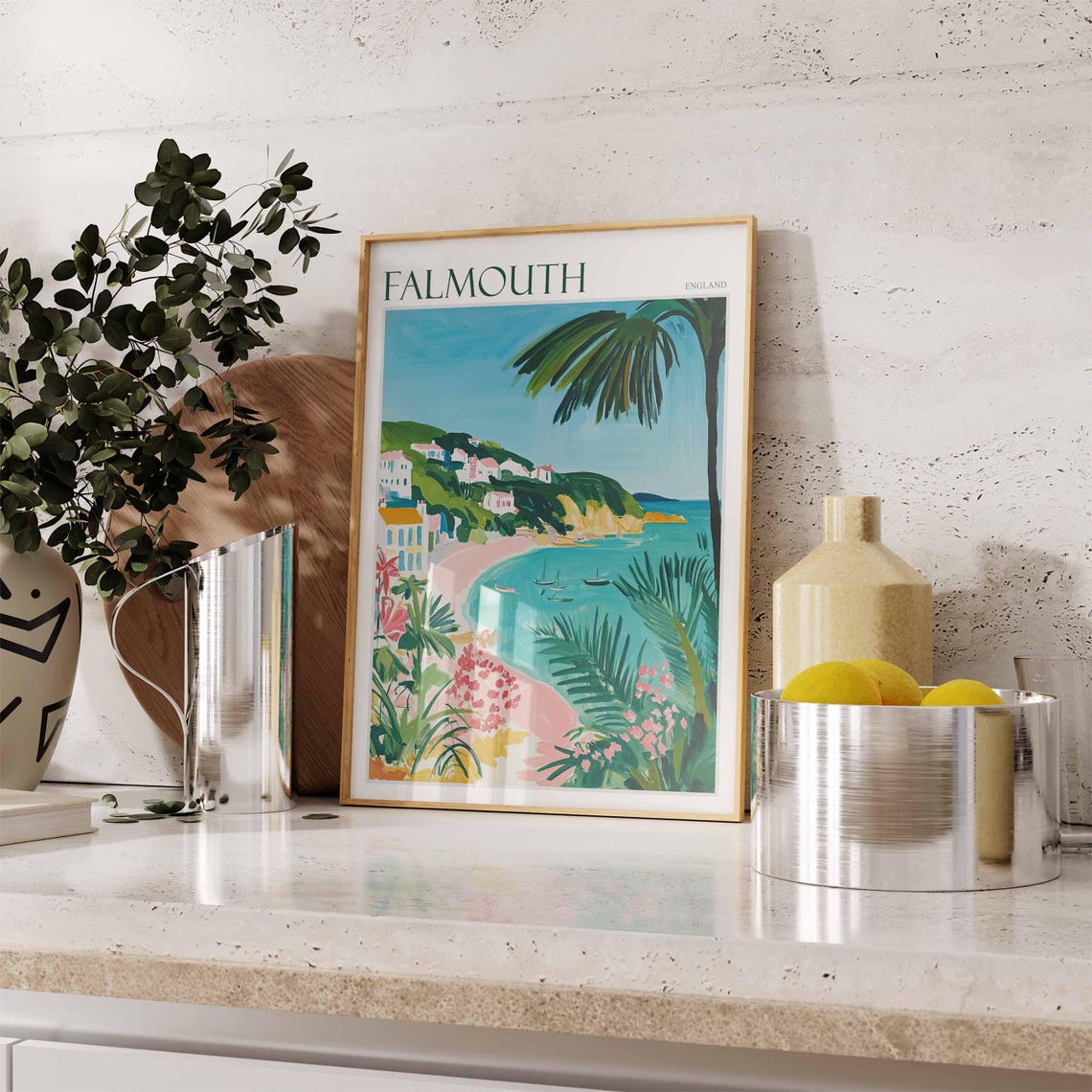 Falmouth Poster Cornwall Poster England Travel Poster Coastal Wall Art Uk Home Decor Falmouth Wall Decor Falmouth Wall Print Uk Art - Image 2