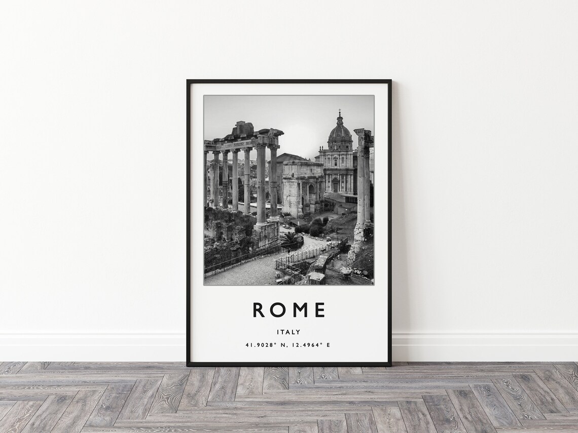 Rome Italy Ancient Forum Ruins Columns Black White Photo Poster - Image 3