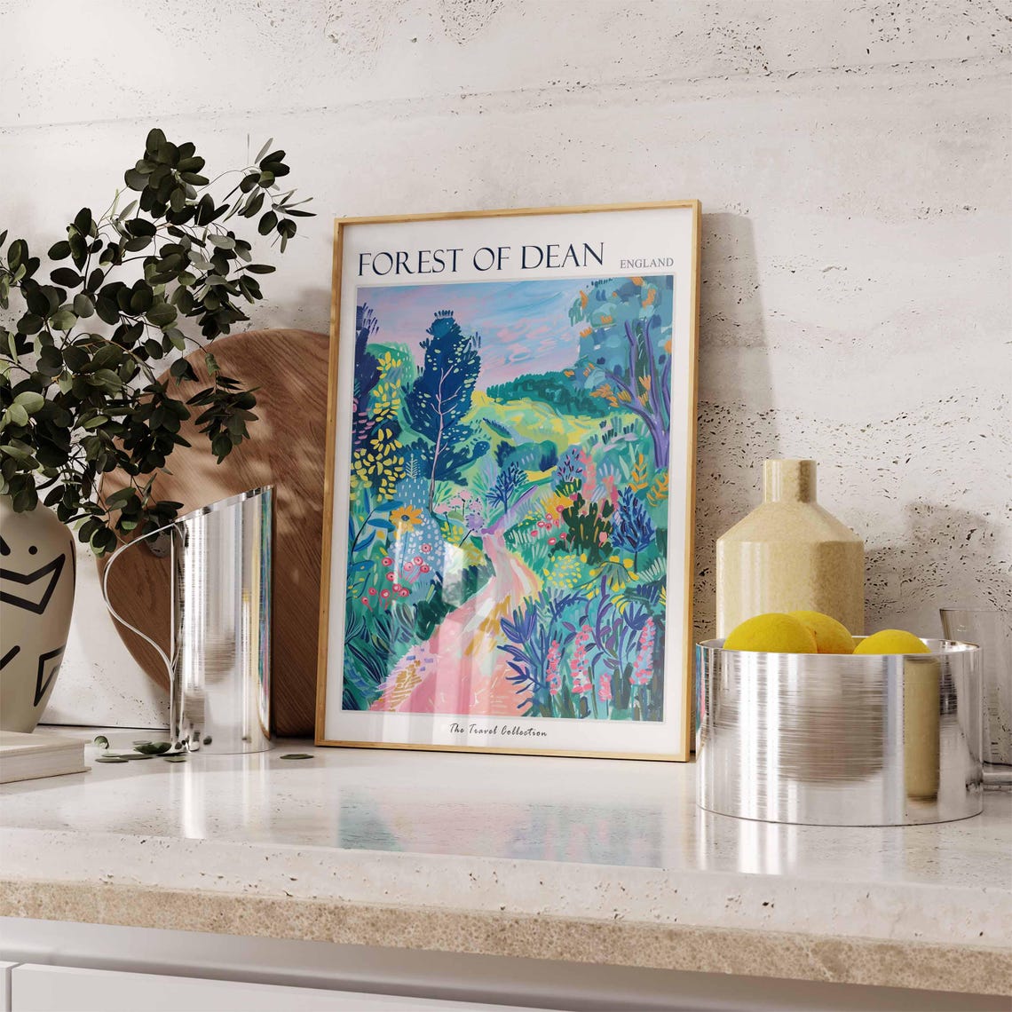 Forest Of Dean England Pink Flower Path Blue Woods Fairy Poster - Image 3