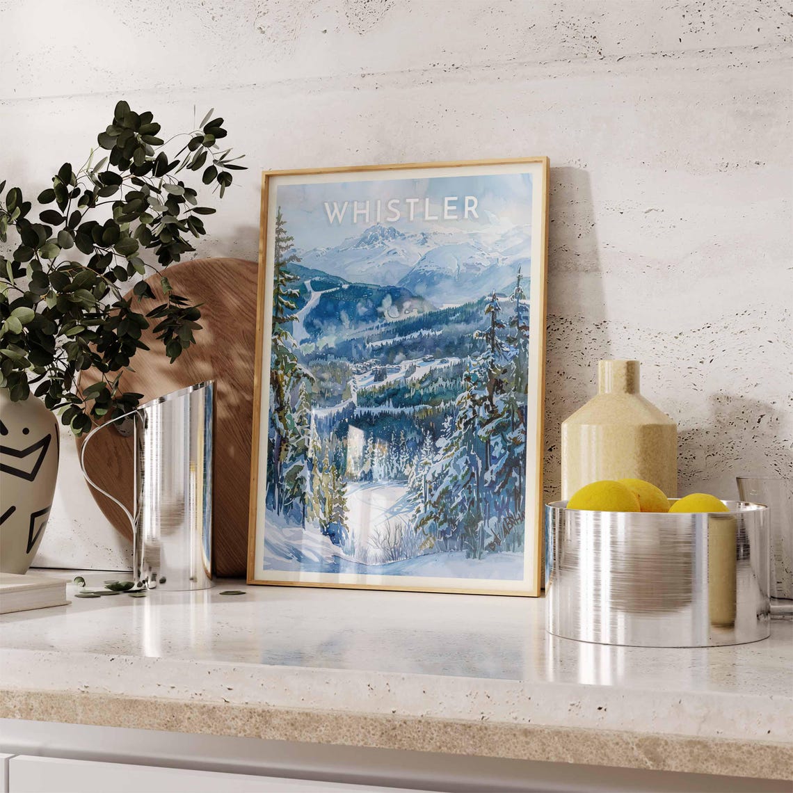 Whistler Canada Valley Slopes Painterly Watercolor Travel Poster - Image 2