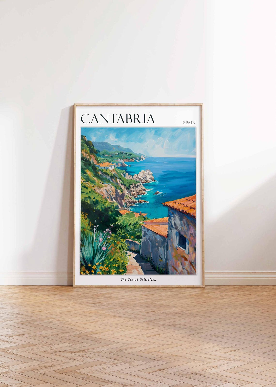Cantabria Rocky Coast Cliff Path Cottage Spain Travel Poster - Image 2