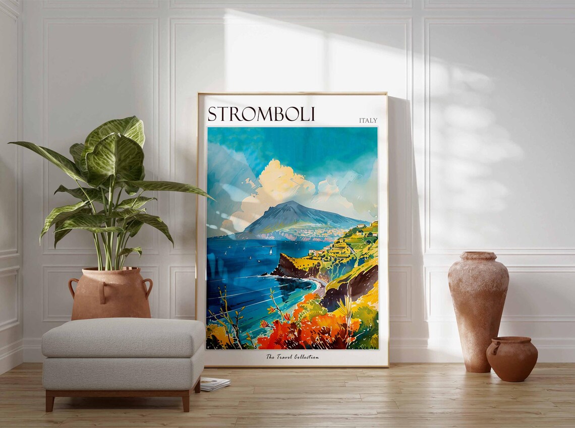 Stromboli Italy Volcano Island Coastline Travel Collection Poster - Image 2