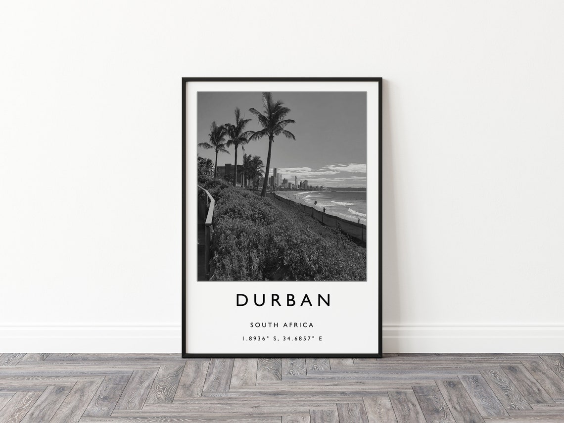 Durban Travel Print Durban South Africa Travel Poster Africa Travel Print Travel Art Travel Poster Black And White Gift A2a3a3 - Image 2