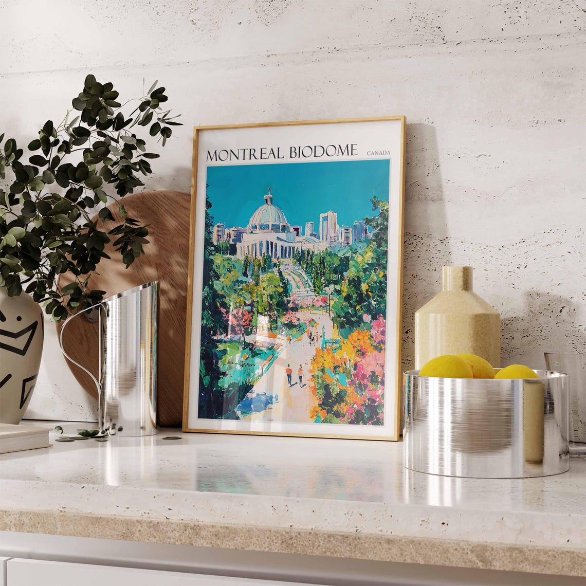 Montreal Biodome Canada Garden Path with City Skyline Travel Poster - Image 2