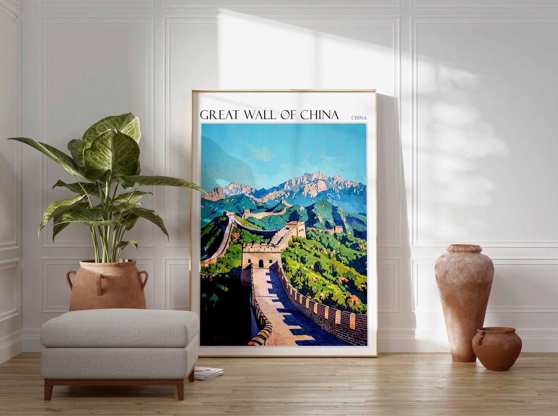 Great Wall Of China Poster Great Wall Of China Travel Print Chinese Decor Asia Travel Poster Asian Wall Art Botanical Decor China Gift - Image 2