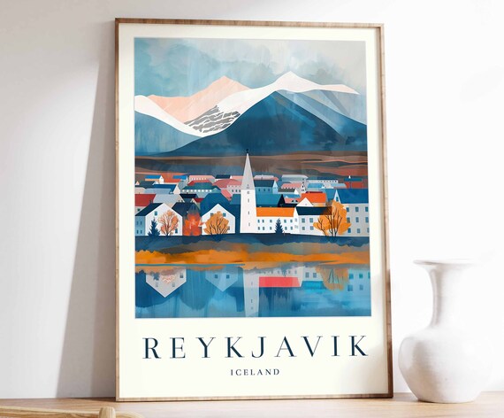 Reykjavk Poster Reykjavk Travel Print Iceland Wall Art European Decor Tropical Decor Sea Print Reykjavk Gift
