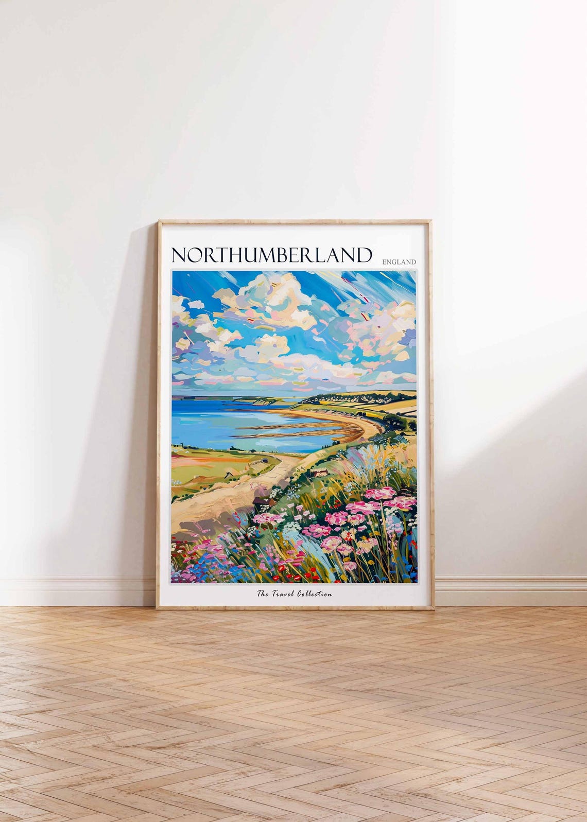 Northumberland England Sandy Bay Sunset Wildflower Beach Poster - Image 2