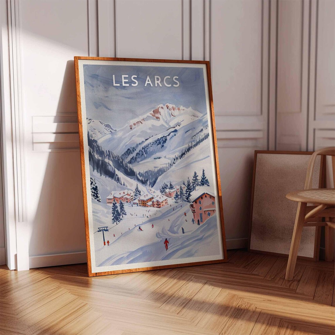 Les Arcs France Skiers Snowy Slopes Alpine Village Ski Travel Poster - Image 3