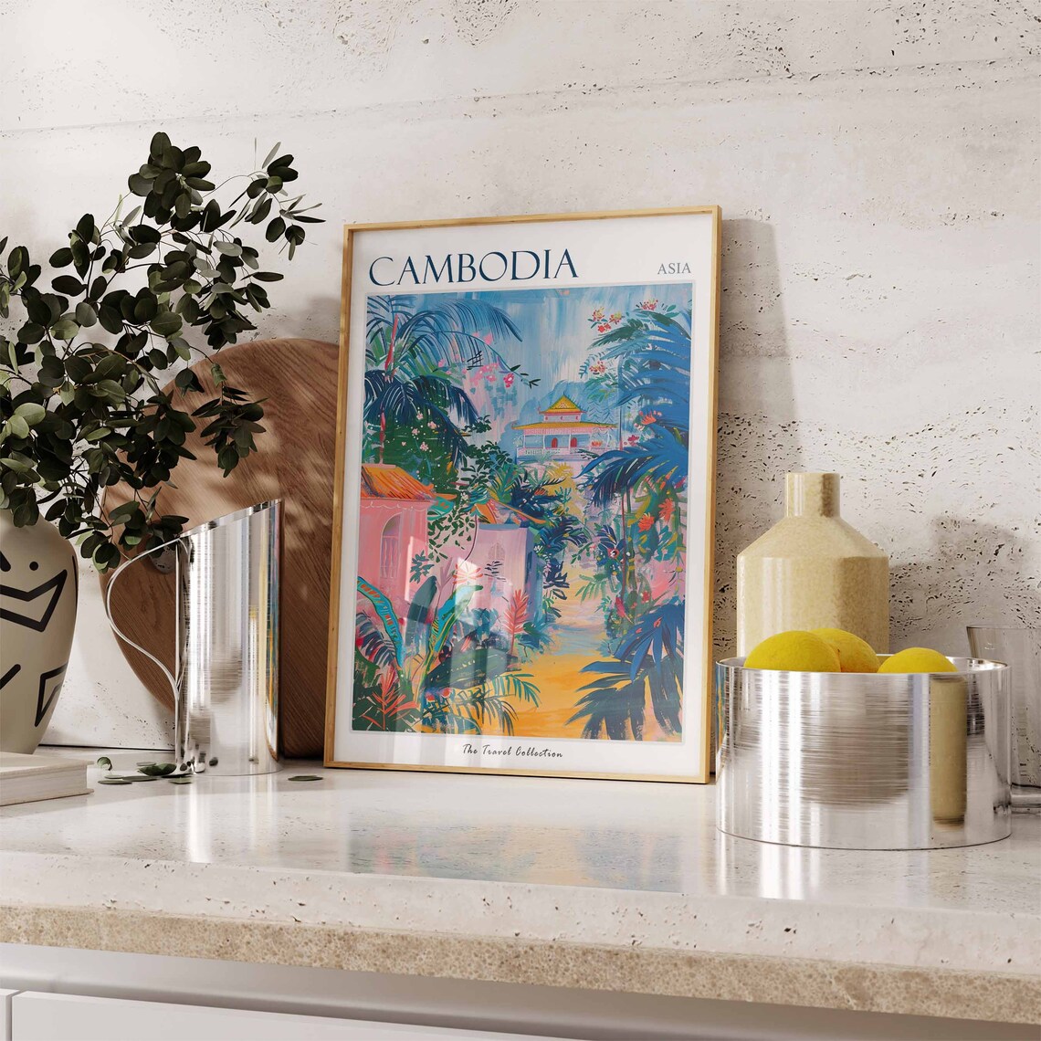 Cambodia Travel Poster, Tropical Asian Decor - Image 2