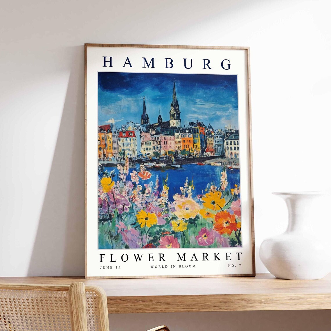 Hamburg Flower Market Harbor Spire Wildflower Meadow No. 7 Poster