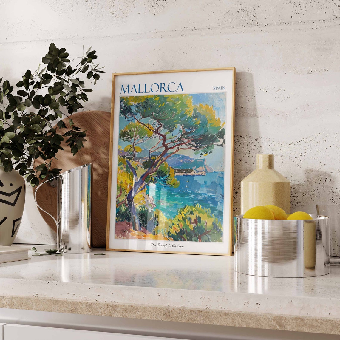 Mallorca Spain Pine Tree Over Turquoise Sea Island Travel Poster - Image 2
