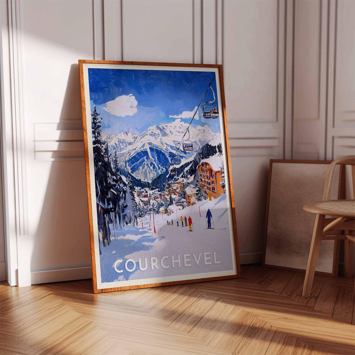 Skiing Travel Poster Courchevel Ski Print France Travel Print Skiing Art Skiing Print Winter Sport Art Ski Gift - Image 3