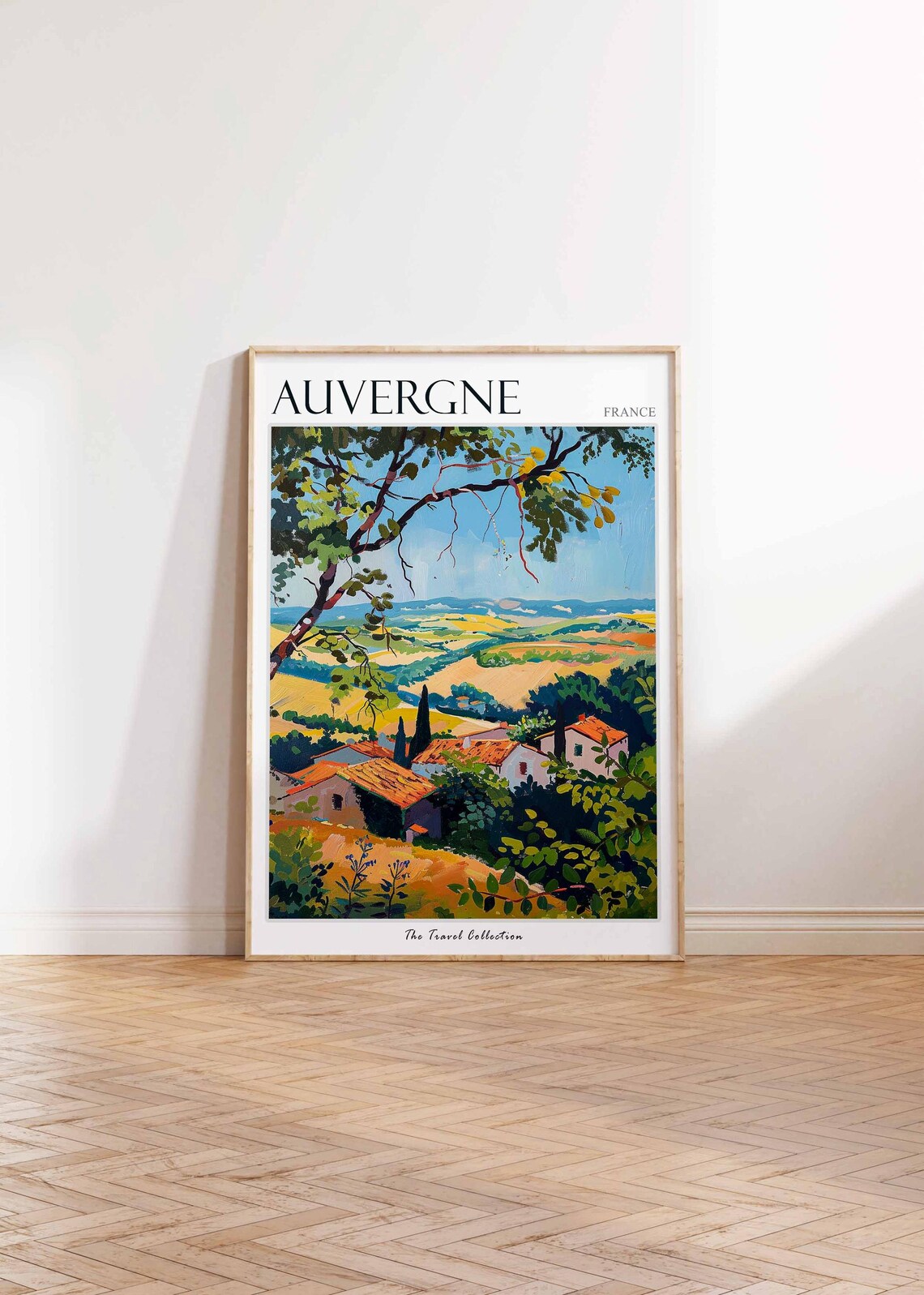 Auvergne France Old Stone Farmhouse Cypress Valley View Poster - Image 2
