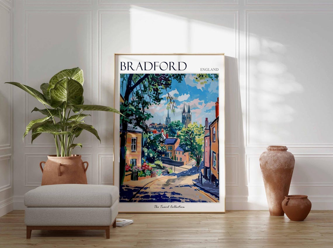 Bradford Poster England Travel Print British Decor United Kingdom Travel Poster City Print Bradford Gift Bradford Travel Poster - Image 2