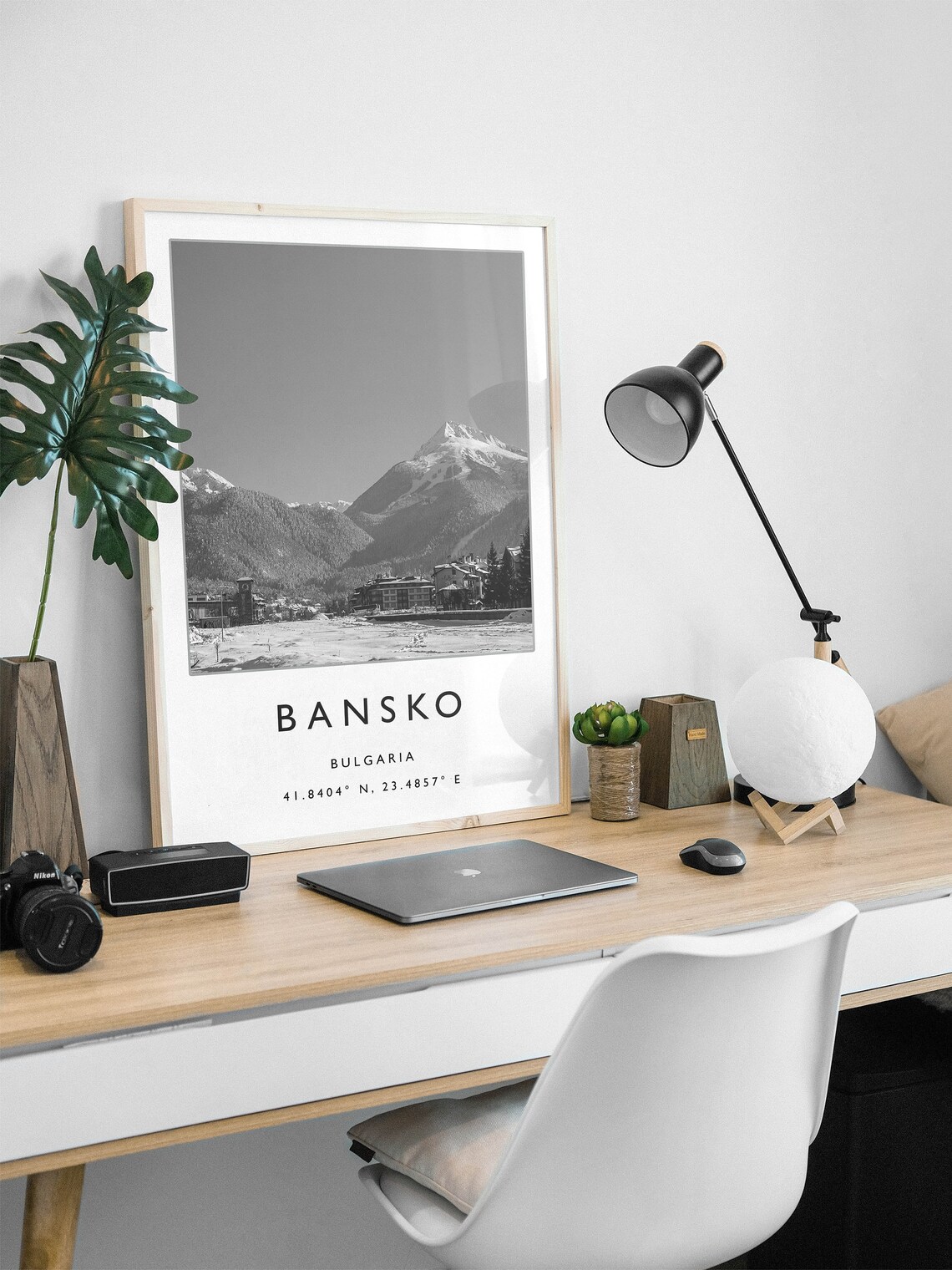 Bansko Bulgaria Ski Resort Mountain Black White Photo Travel Poster - Image 2