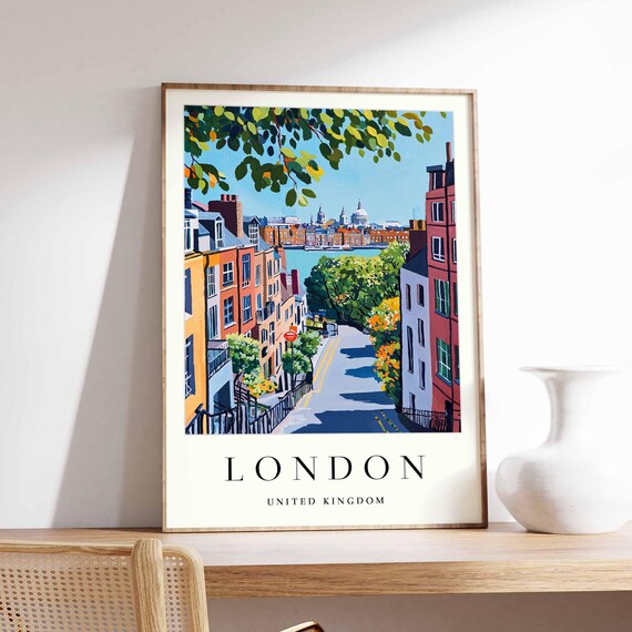 London Wapping Street Thames View St Pauls Summer Travel Poster