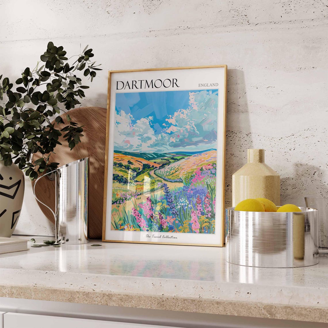 Dartmoor England Rolling Moorland Wildflowers Winding Path Poster - Image 2
