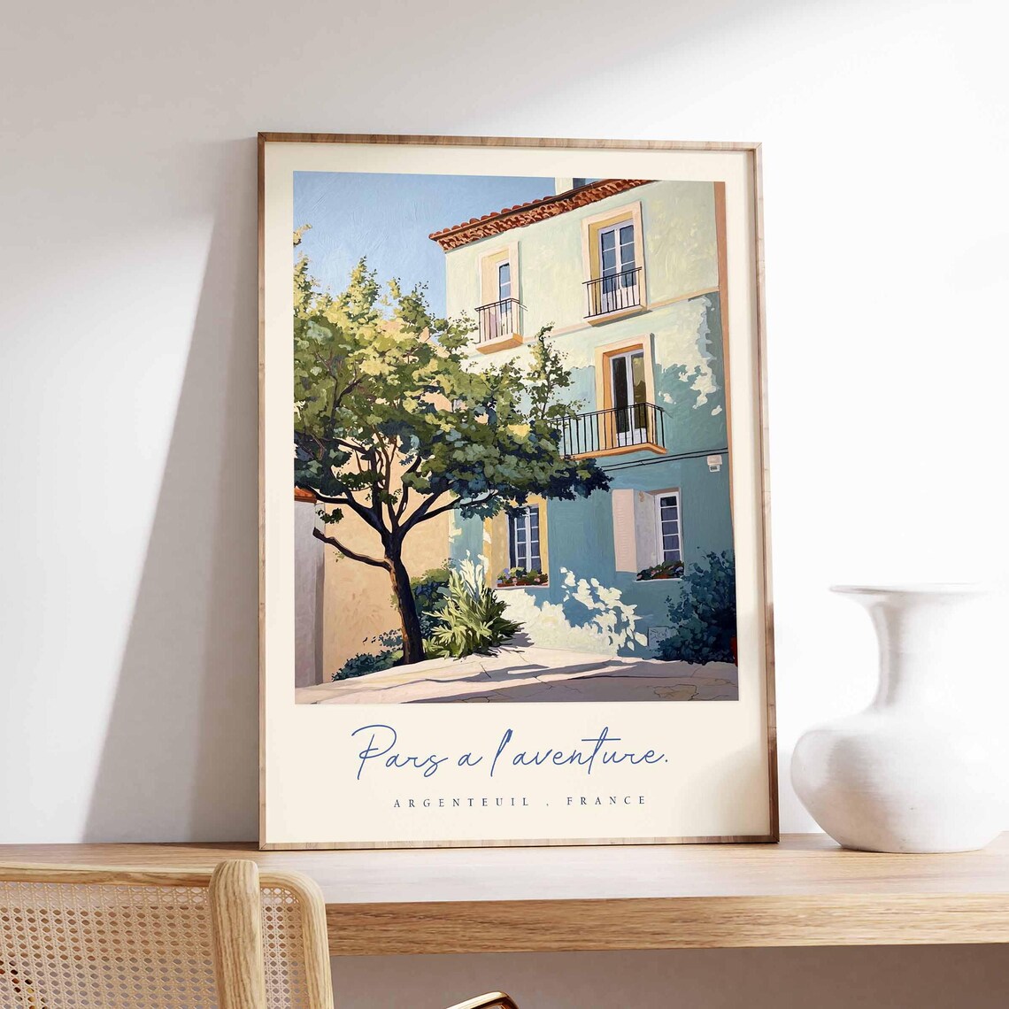 Argenteuil France Blue House Balconies Pars A Laventure Travel Poster