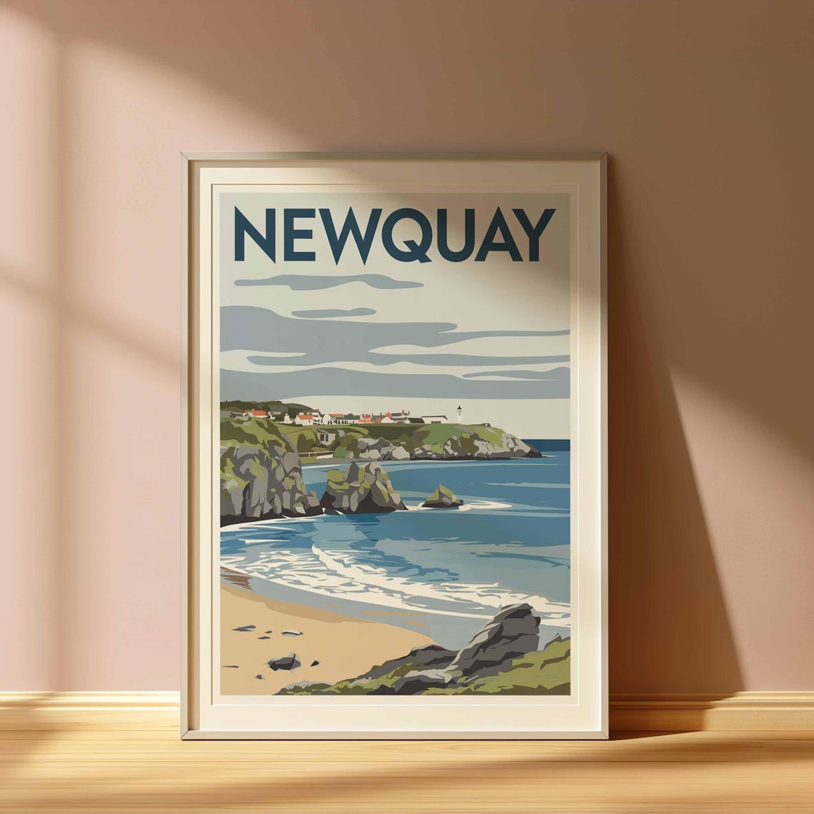 Newquay Print Coastal Travel Poster Cornwall Travel Print Coastal Wall Art Seaside Art Coastal Gift Uk Coast Art Uk Travel Poster - Image 3