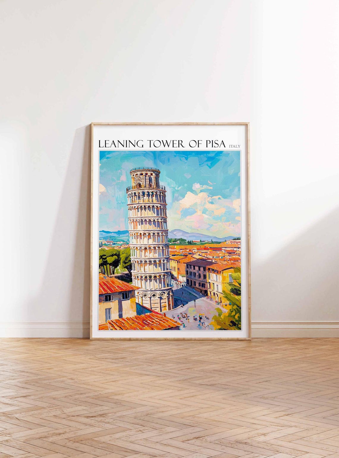 Leaning Tower Of Pisa Poster Leaning Tower Of Pisa Travel Print Italian Travel Poster Tropical Decor Travel Gift Coastal Decor - Image 3