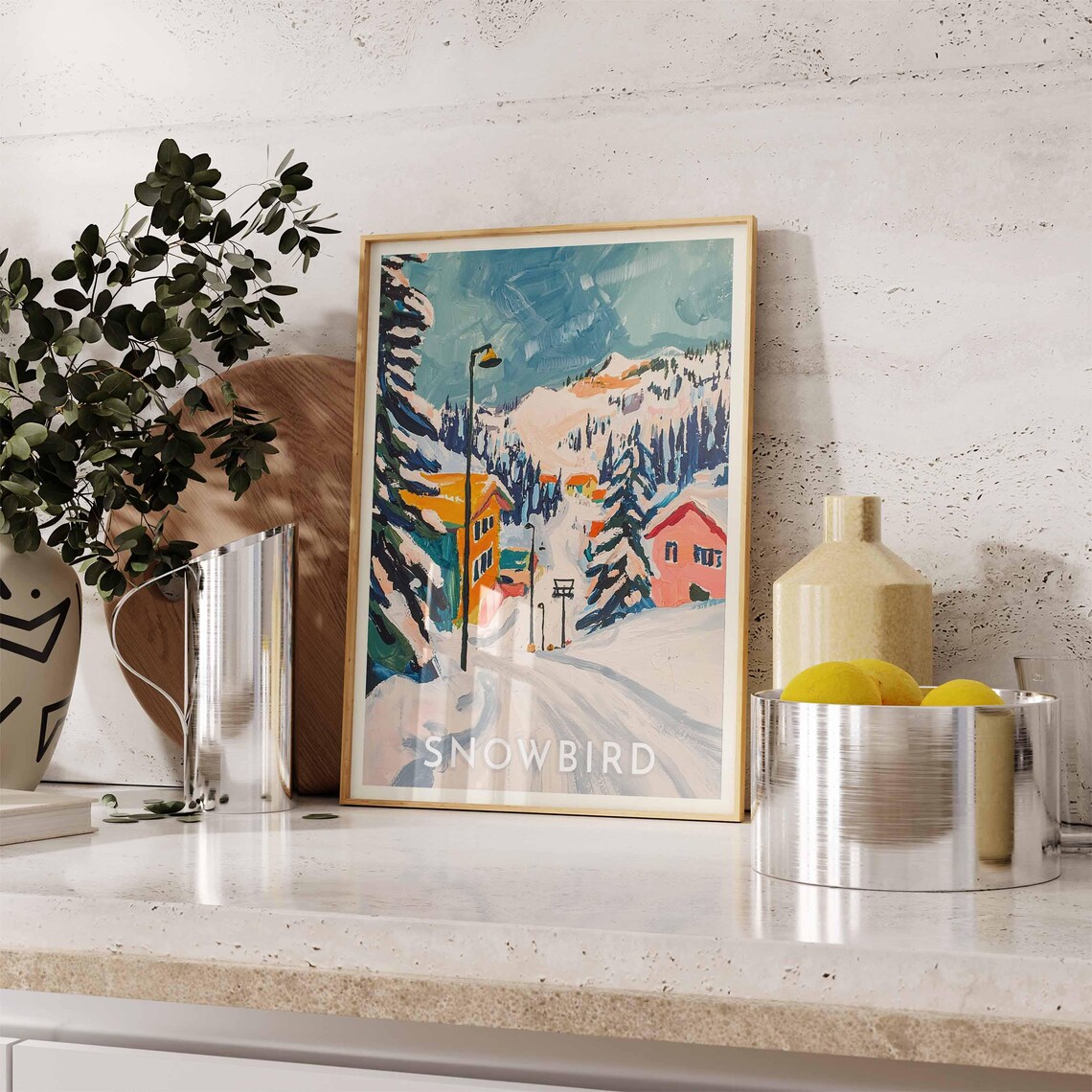 Snowbird Utah Ski Town Street Among Orange Alpine Chalets Poster - Image 2