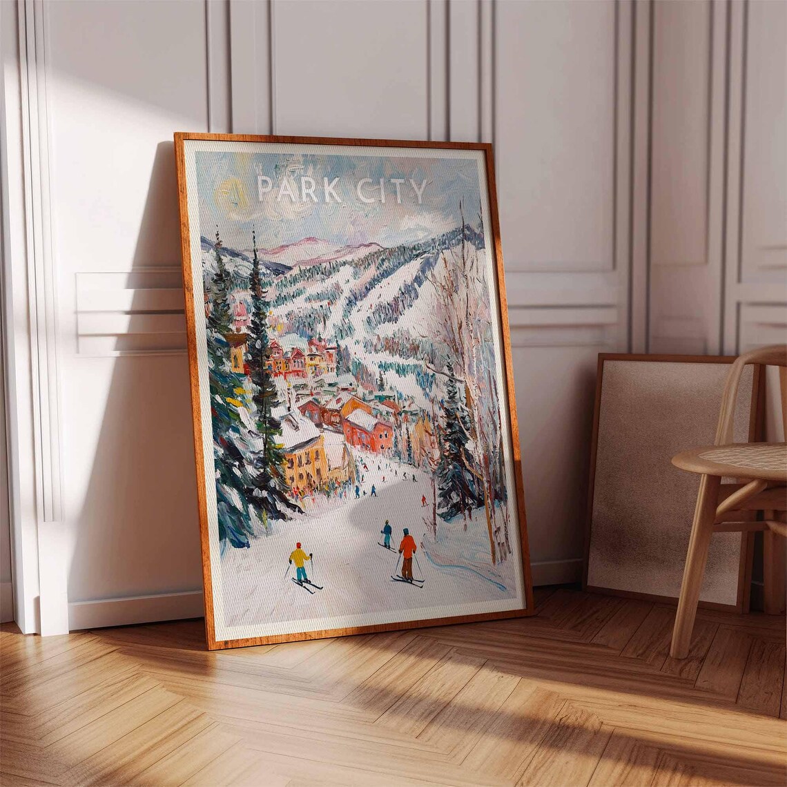 Park City Utah Colorful Ski Town Slopes Winter Artwork Poster - Image 3