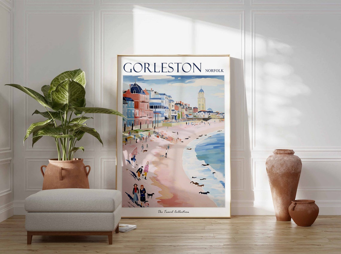 Gorleston Norfolk Pink Beach Clock Tower Dog Friendly Shore Poster - Image 3
