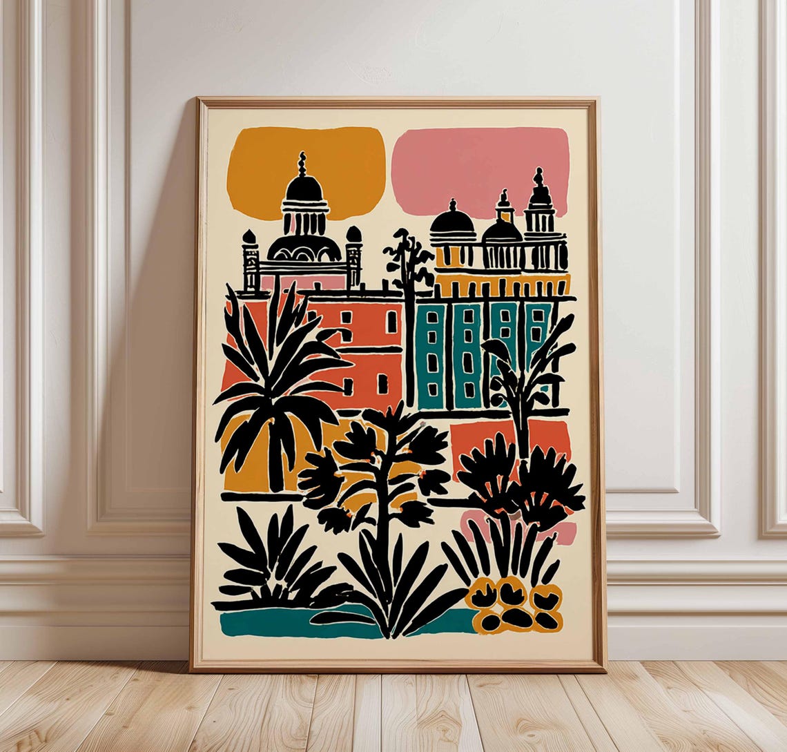 Abstract Domed Cathedral Cityscape Matisse Style Bold Art Poster