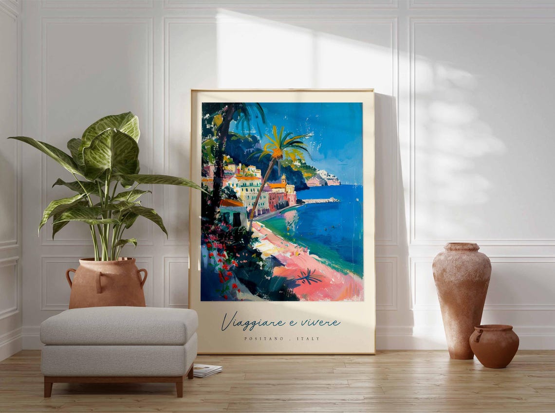 Positano Poster Italian Travel Print Positano Travel Art Positano Wall Art Italy Art Italy Travel Decor Italian Travel Gift - Image 3