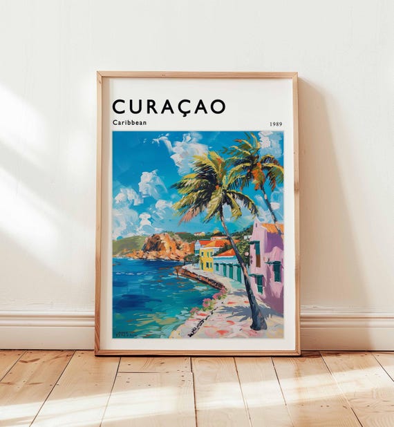 Curaao Travel Poster Willemstad Caribbean Island Art Print