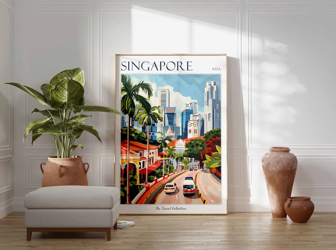 Singapore Travel Poster, Tropical Decor Art Print - Image 2