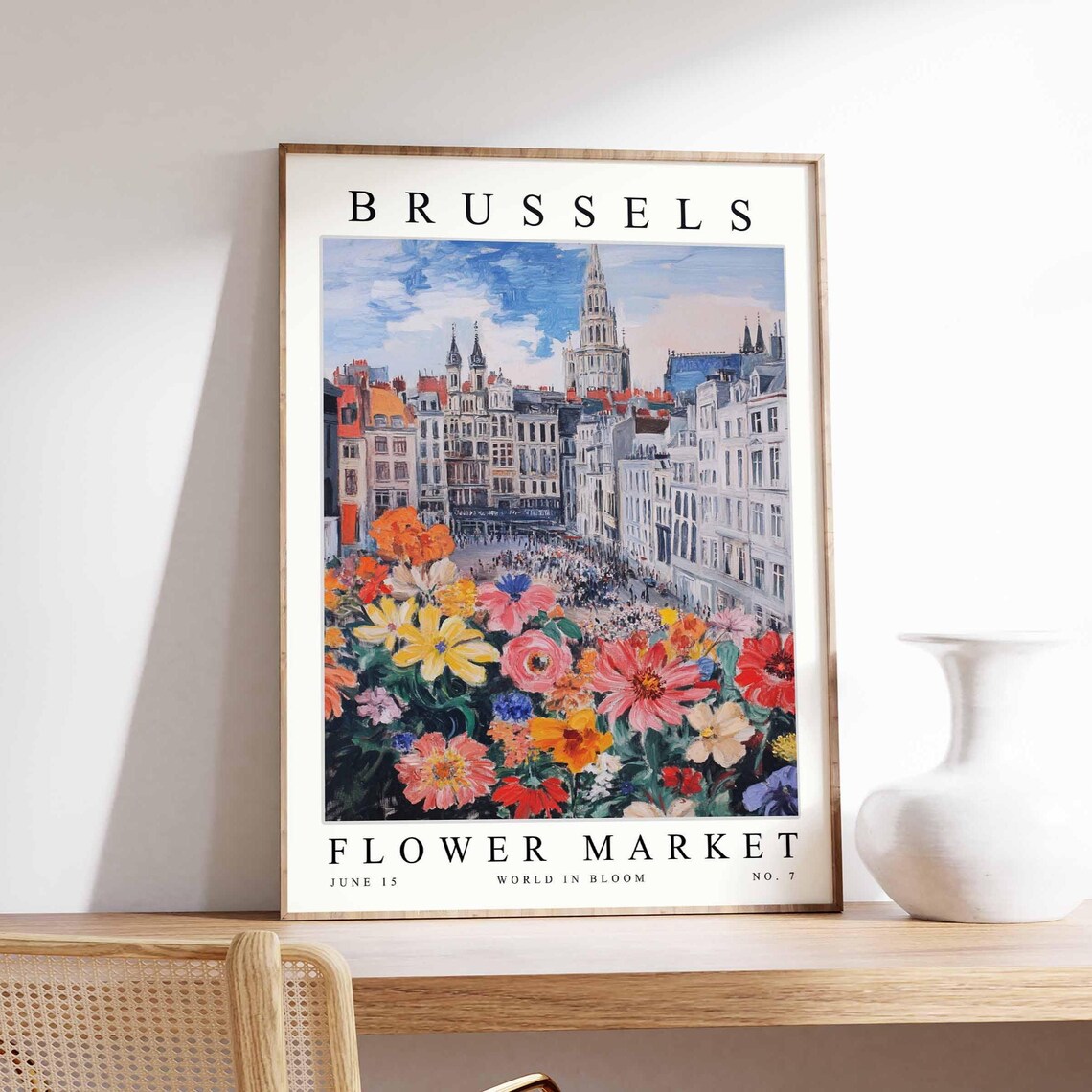 Brussels Flower Market Grand Place Floral Belgium City Art Poster