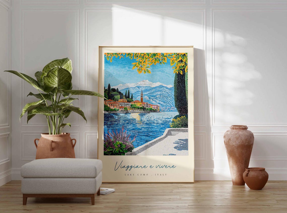 Lake Como Poster Italian Travel Print Lake Como Travel Art Lake Como Wall Art Italy Art Italy Travel Decor Italian Travel Gift - Image 3