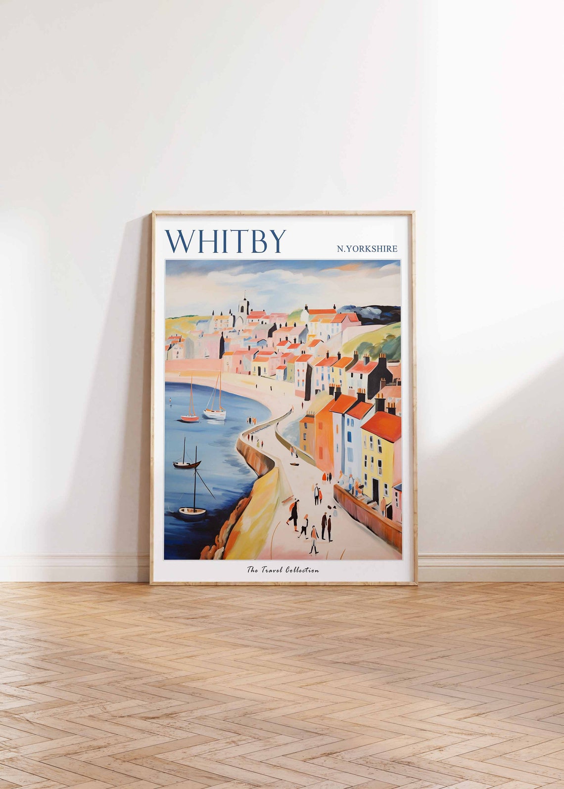 Whitby North Yorkshire Harbor Boats Hillside Town Travel Poster - Image 2