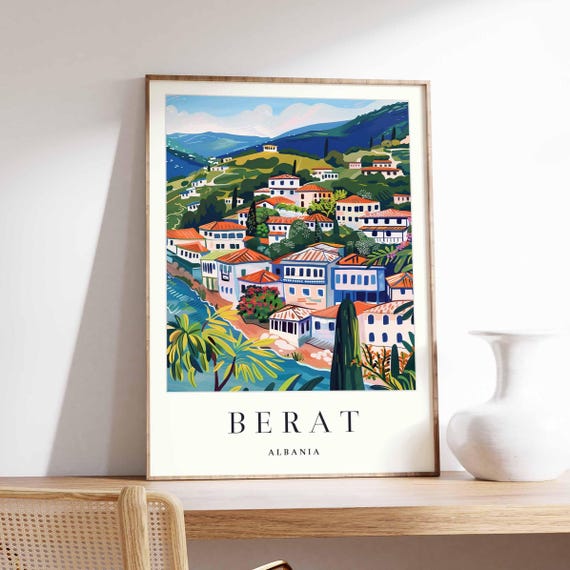 Berat Albania Poster Balkan Travel Print Ottoman Architecture